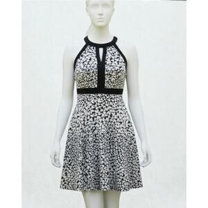 ELLE Black White Heart Print Halter Dress Size 2